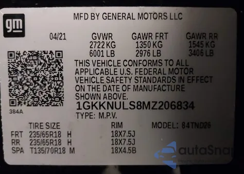 1GKKNULS8MZ206834